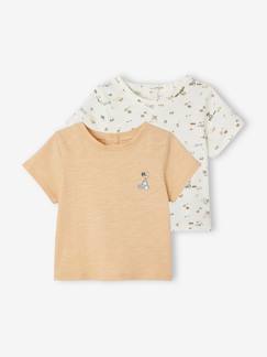 Bebé 0-36 meses-Lote de 2 T-shirts de mangas curtas, em algodão biológico, para recém-nascido