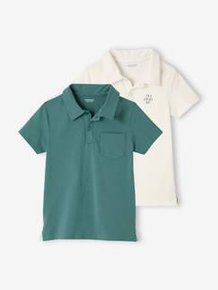 Menino 2-14 anos-T-shirts, polos-Polos-Lote de 2 polos lisos de mangas curtas, para menino