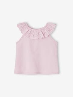 Bebé 0-36 meses-Blusa de cavas, com folho em bordado inglês, para bebé
