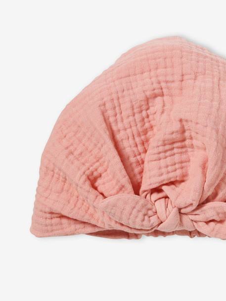 Chapéu liso tipo lenço com laço, para bebé menina rosado 