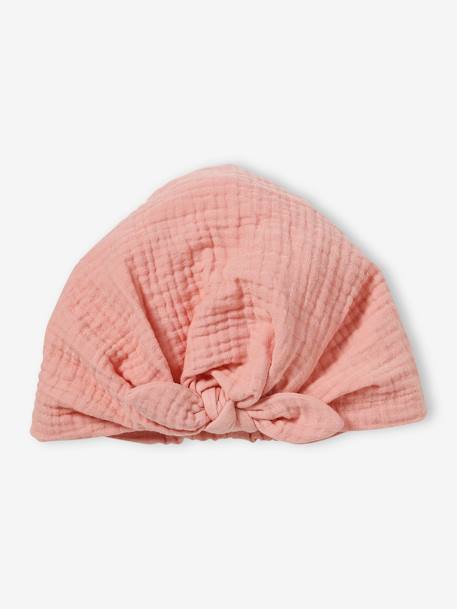 Chapéu liso tipo lenço com laço, para bebé menina rosado 
