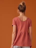 T-shirt bimatéria para grávida, da ENVIE DE FRAISE bege-areia+tomate 