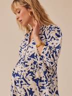Vestido comprido estilo boémio, com botões, para grávida, da ENVIE DE FRAISE azul-rei+romã 
