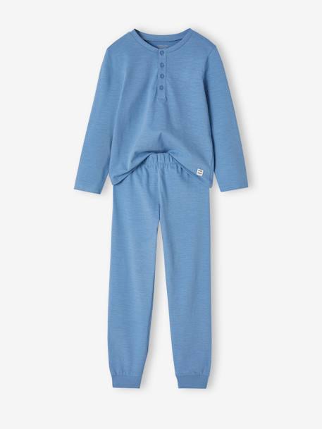 Pijama personalizável, em malha com efeito mesclado, para menino azul-ganga 