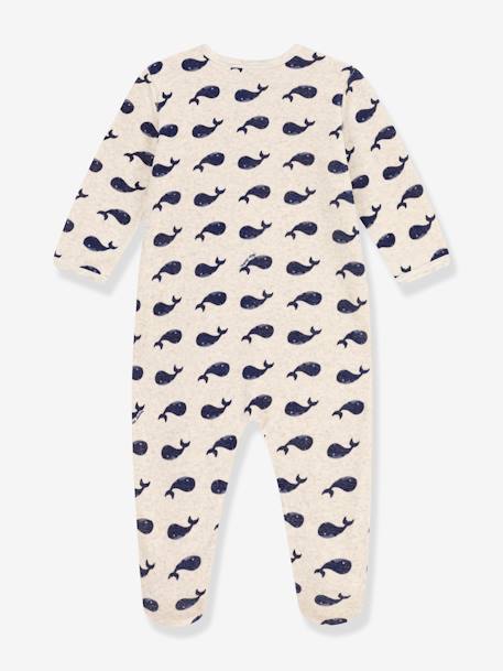 Pijama baleias marinho, para bebé, em veludo, da Petit Bateau bege mesclado 