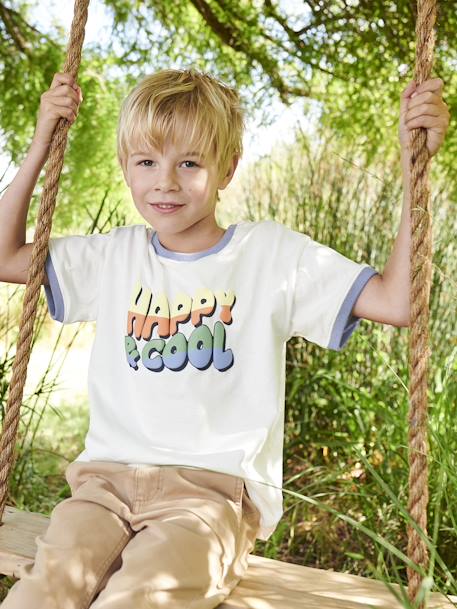T-shirt 'Happy & cool', para menino bege-areia 
