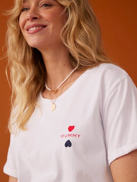 T-shirt para grávida, bordado 'Mummy', em algodão bio, da ENVIE DE FRAISE branco 