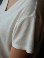 T-shirt para grávida, decote em V, em linho irisado, da ENVIE DE FRAISE caramelo+cru 