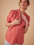Blusa de grávida em gaze de algodão, da ENVIE DE FRAISE cru+rosa-velho 