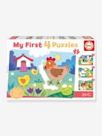 O Meu Primeiro Puzzle, Mamãs e Bebés na Quinta - EDUCA - 4 puzzles de 5/8 peças multicolor 