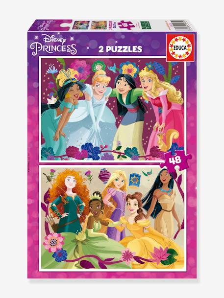 2 Puzzles com 48 peças, Princesas da Disney - EDUCA multicolor 