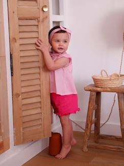 Bebé 0-36 meses-Conjunto blusa, calções e fita para cabelo, para bebé