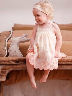 Bebé 0-36 meses-Conjuntos-Vestido bordado e fita de cabelo a condizer, para bebé