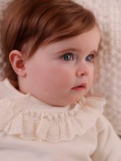 Bebé 0-36 meses-Camisolas, casacos de malha, sweats-Sweat com folho em bordado inglês, para recém-nascido