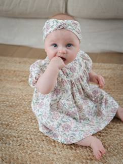 Bebé 0-36 meses-Vestido em gaze de algodão e fita de cabelo, coleção cápsula Dia da Mãe, para bebé