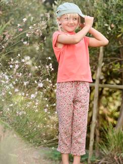 Menina 2-14 anos-Calças -Calças curtas às flores, em gaze de algodão, para menina