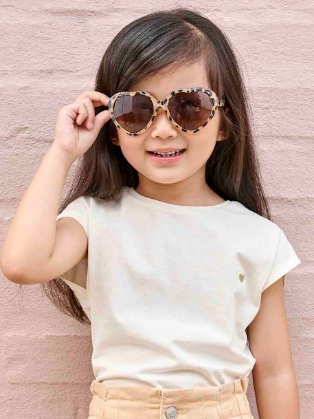 Óculos de sol em forma de coração, para menina avelã+rosa 