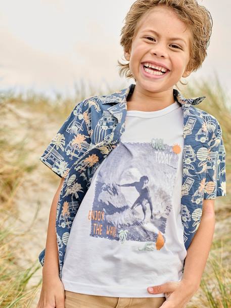 Camisola de cavas com impressão fotográfica surf, para menino branco 