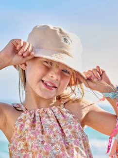 Menina 2-14 anos-Chapéu tipo bob florido, reversível, para menina