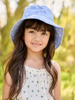 Menina 2-14 anos-Chapéu florido estilo capeline, em ganga, para menina