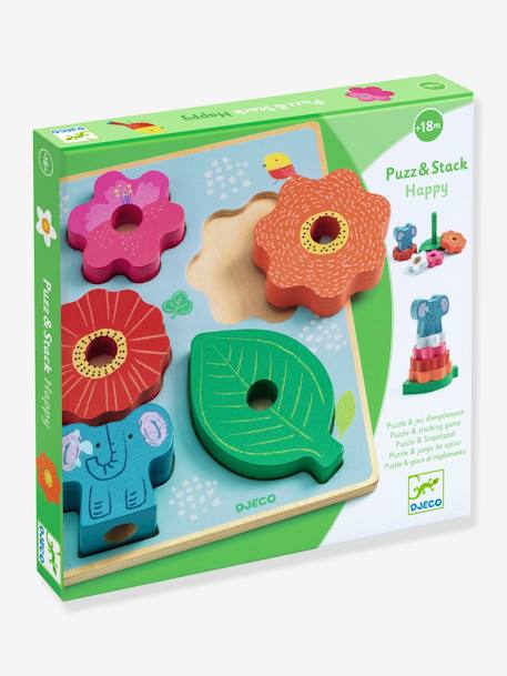 Puzzle para encaixar e jogo de equilíbrio 'Puzz & Stack Happy' - DJECO multicolor 