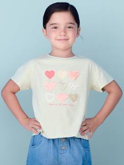 Menina 2-14 anos-T-shirt com detalhes em relevo e irisados, para menina
