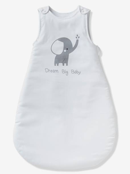 Saco para bebé sem mangas, tema Elefantezinho Branco claro liso com motivo 