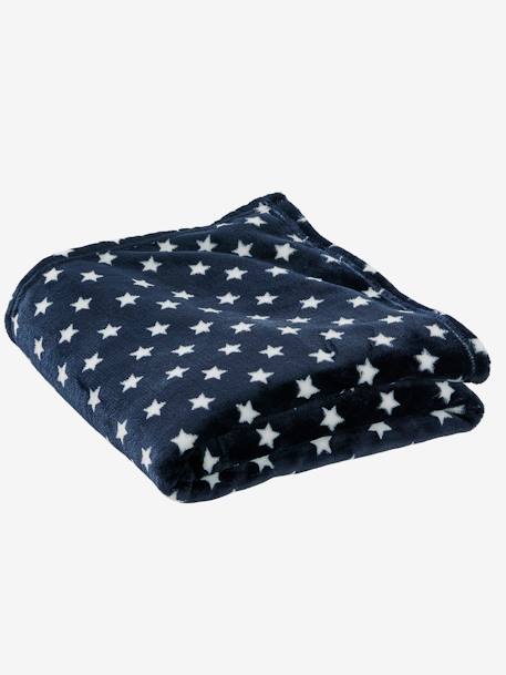 Cobertor para criança em microfibra, estampado às estrelas Azul escuro estampado+Cinzento claro estampado 
