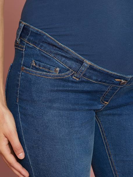 Jeans direitos, entrepernas 85, para grávida Ganga brut+PRETO ESCURO LISO 