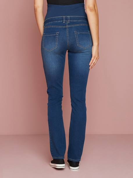 Jeans direitos, entrepernas 85, para grávida Ganga brut+PRETO ESCURO LISO 