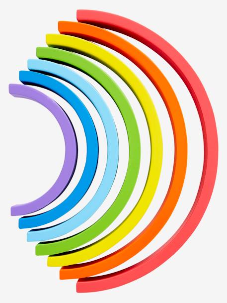 Puzzle em forma de arco-íris, em madeira multicolor 