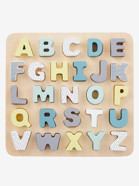 Puzzle de letras de encaixar, em madeira multicolor 