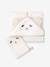 Capa de banho para bebé com capuz com bordado animais Branco+ROSA MEDIO LISO+AZUL MEDIO LISO 