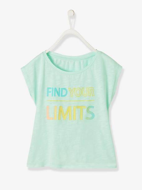 T-shirt com mensagem fantasia, para menina Verde claro liso com motivo 