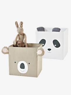 Canto de Leitura-Quarto e Arrumação-Arrumação-Móveis com compartimentos-Lote de 2 caixas em tecido, Panda koala