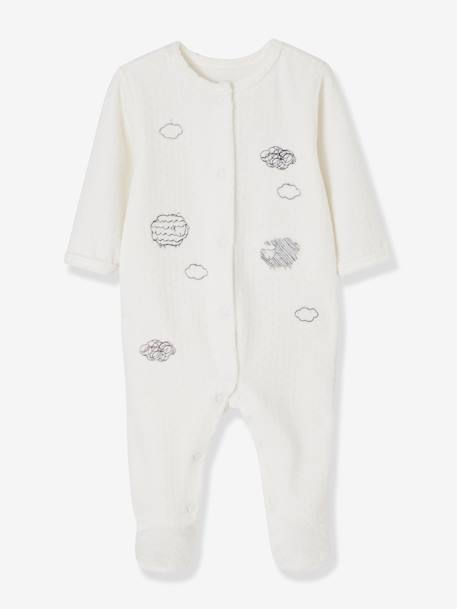 Lote de 2 pijamas em veludo com abertura à frente, para bebé BRANCO CLARO BICOLOR/MULTICOLO 